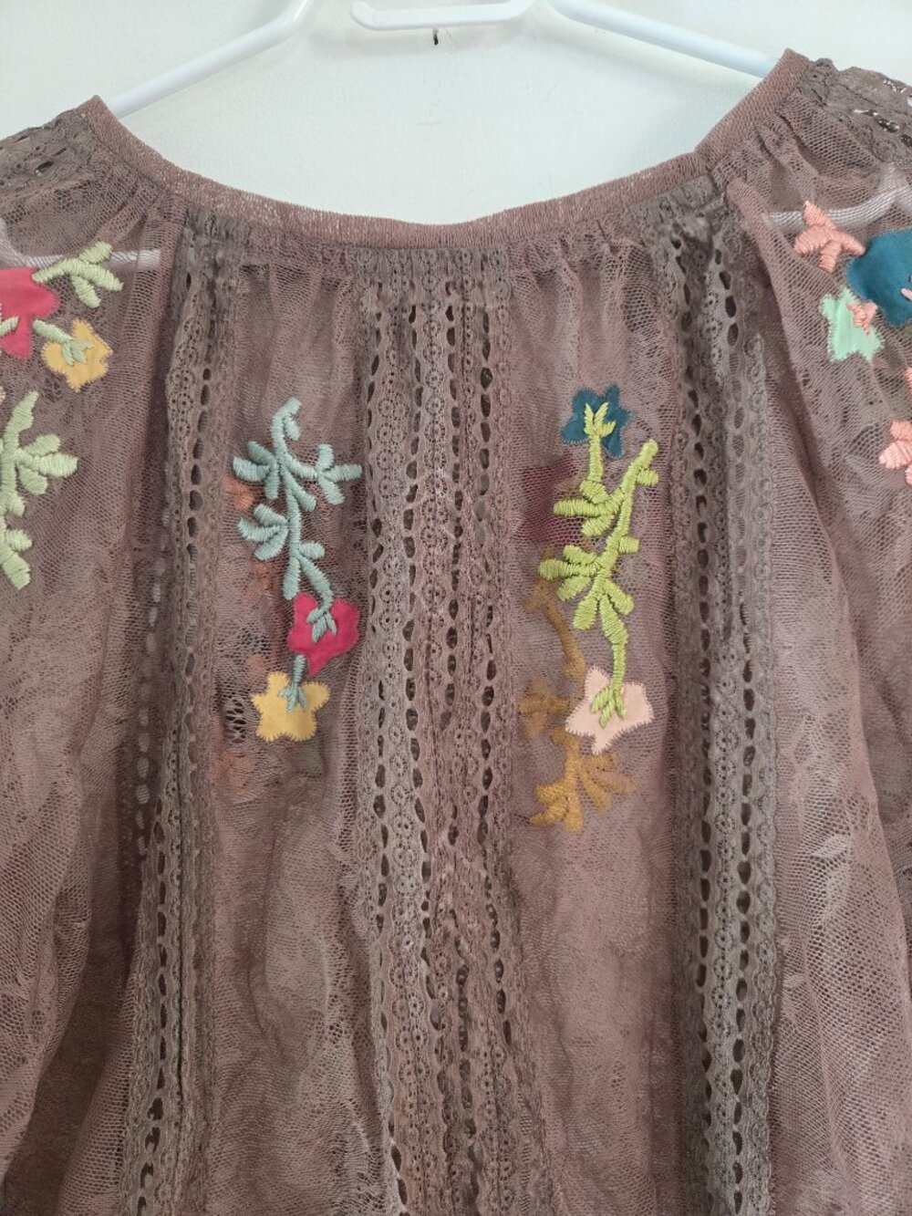 Matthew Williamson Brown Lace Poet Blouse Top UK Size 8 USA Size Small - Picture 3 of 6